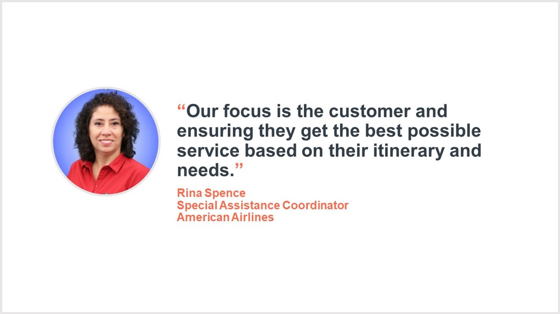 A day in the life of Special Assistance Coordinator, Rina Spence